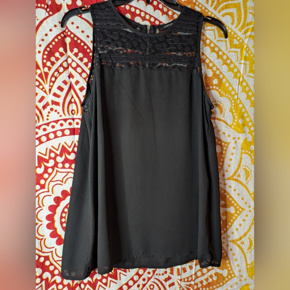 Paper Moon Black Sleeveless Polka Dot Lace Top
